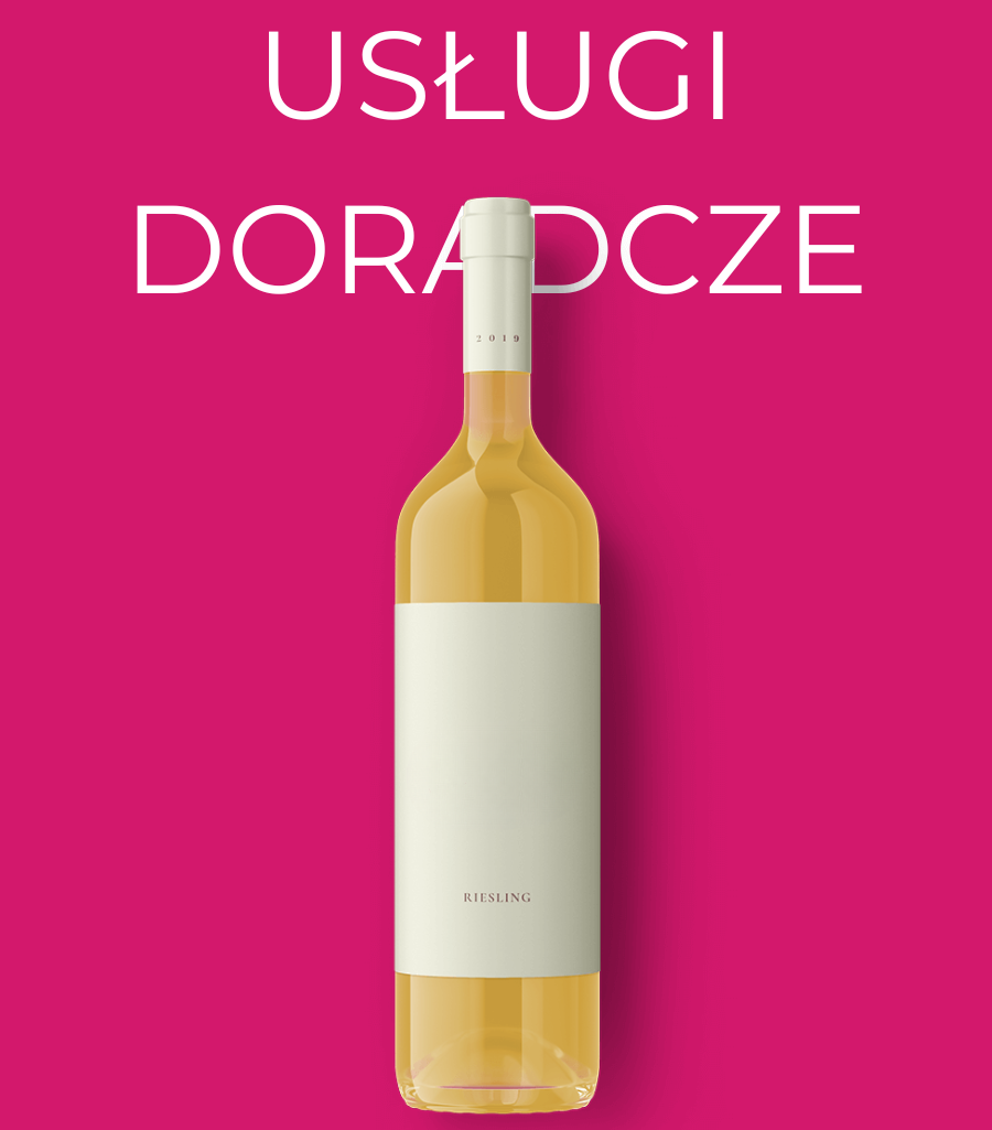 Butelka białego wina Riesling – grafika promująca usługi doradcze sommelierskie Ta od Wina