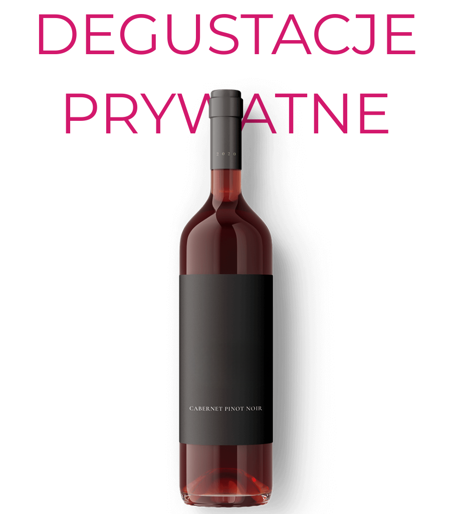 Butelka czerwonego wina Cabernet Pinot Noir – grafika promująca prywatne degustacje wina Ta od Wina